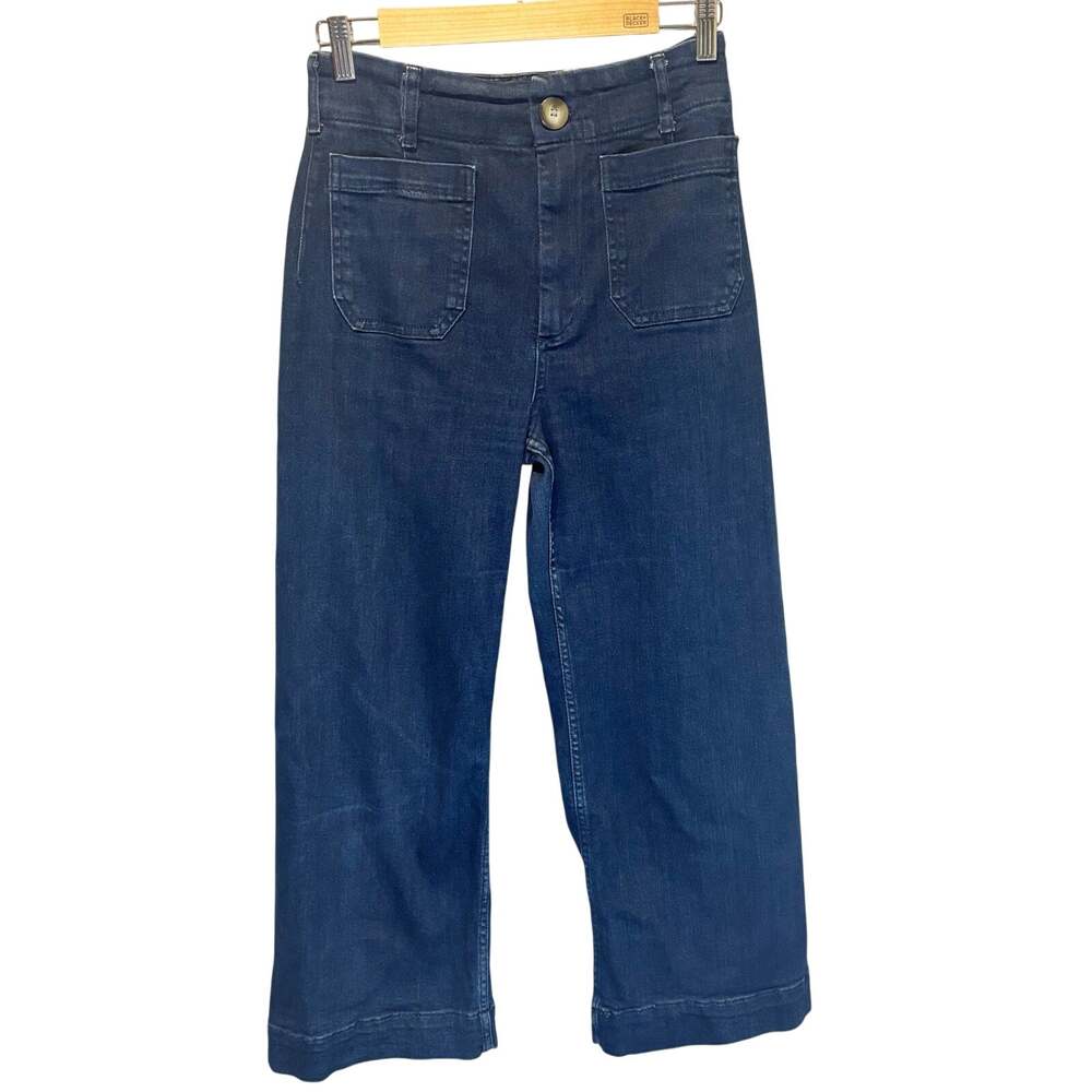 Anthropologie Maeve the Colette Dark Wash Wide Leg Cropped Jeans - size 28
